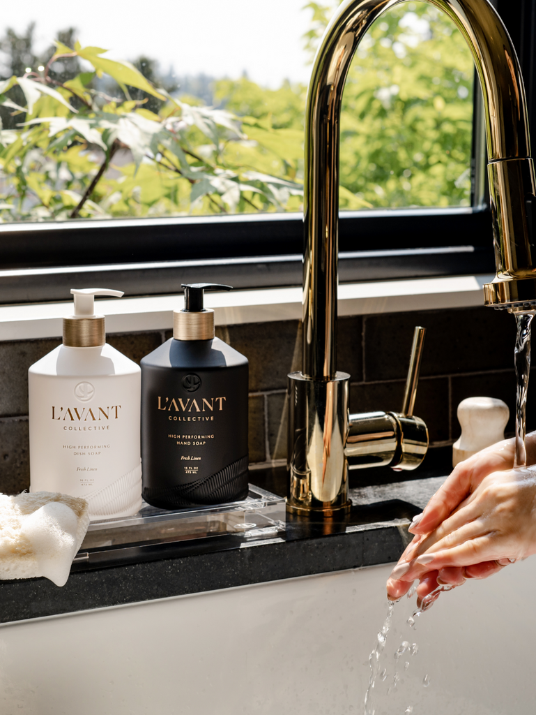 Dish And Hand Soap Dispenser with Lucite Tray – L'AVANT Collective
